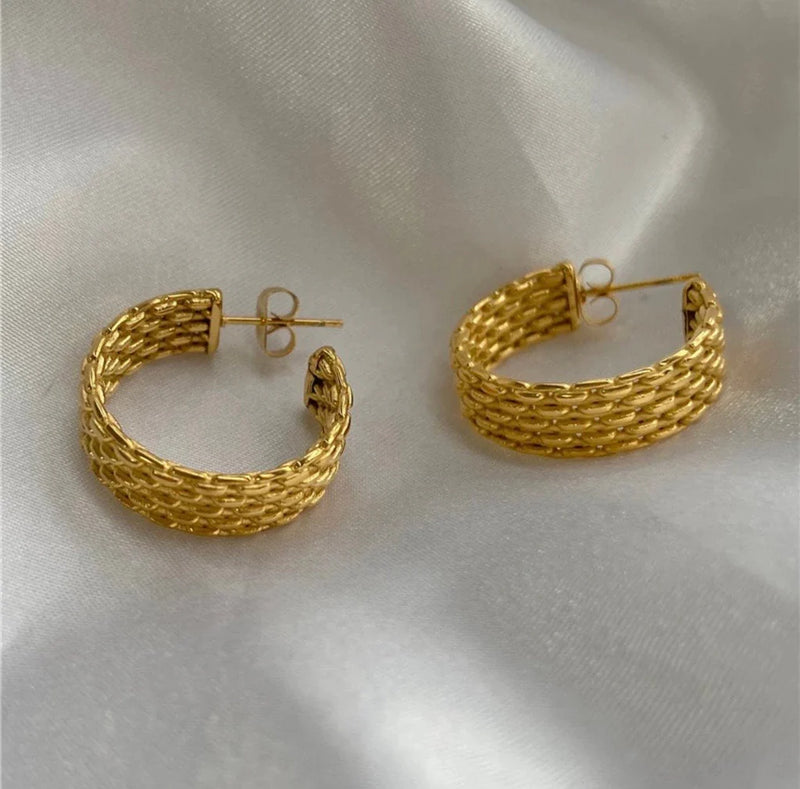 Woven Gold Hoops