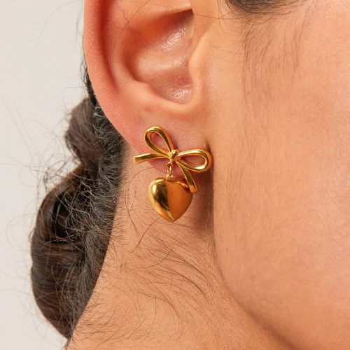 RIBBON HEART EAR RINGS