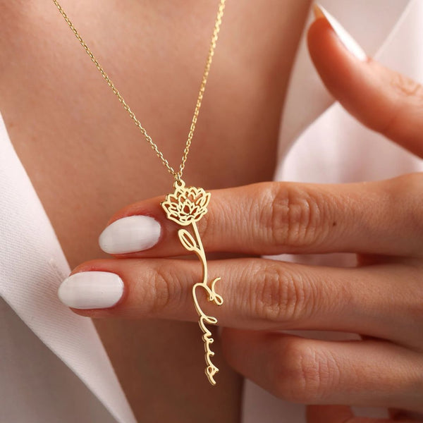 BIRTH FLOWER NAME NECKLACE