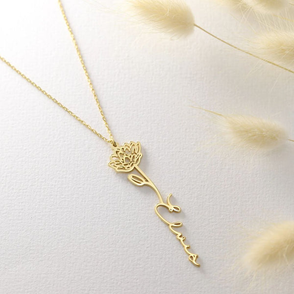 BIRTH FLOWER NAME NECKLACE