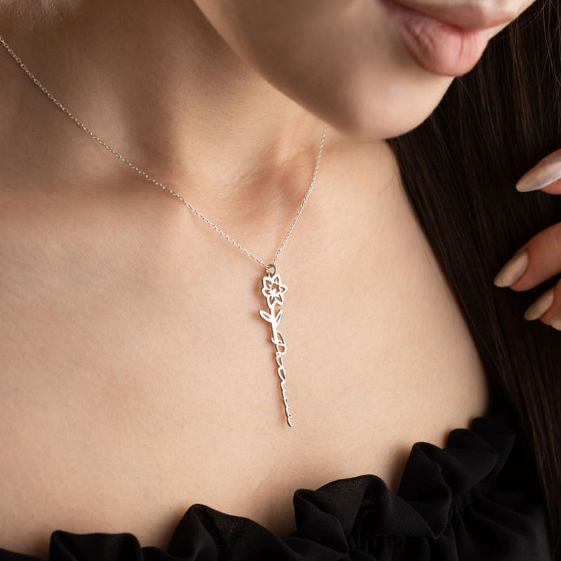 BIRTH FLOWER NAME NECKLACE